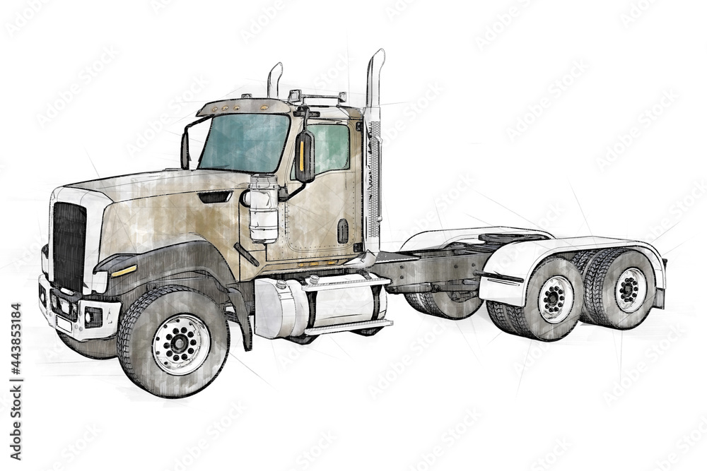 Sketch Illustration of a Truck.