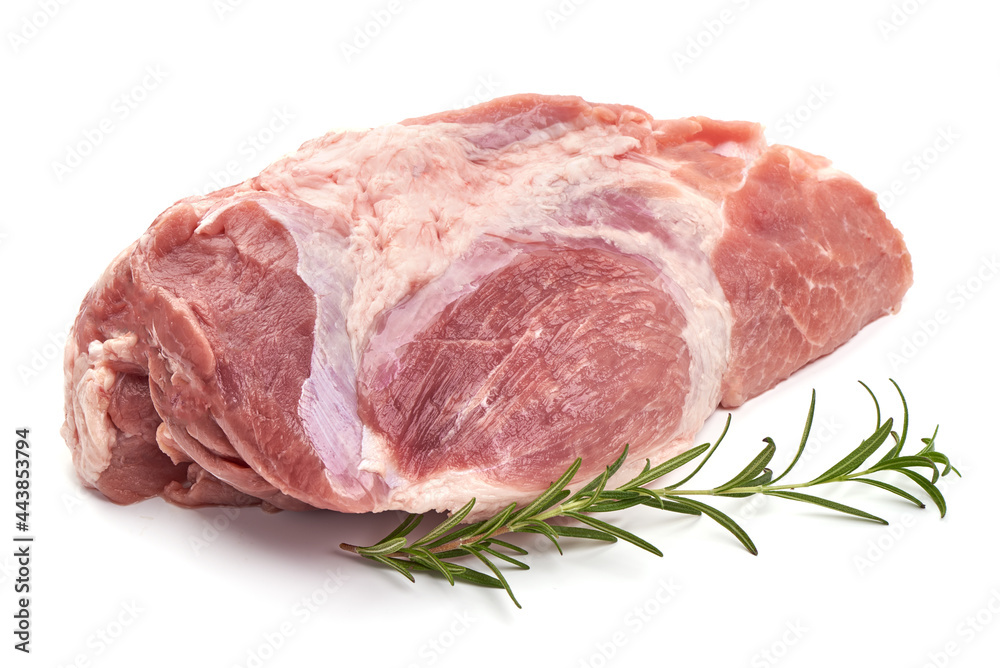 Raw pork neck, isolated on white background.