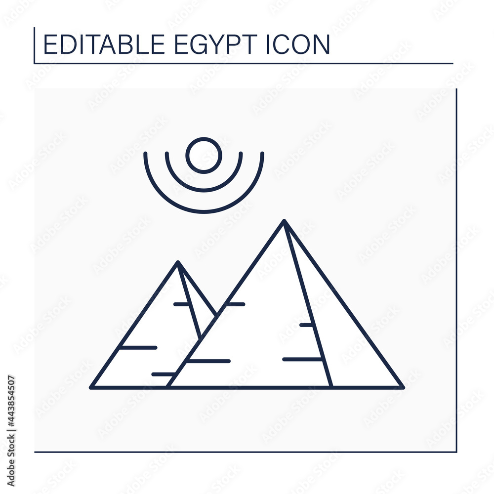 Pyramid line icon. Ancient Egypt civilization architectural monument ...