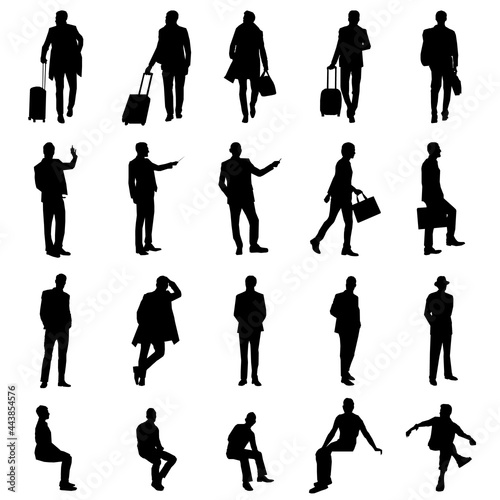 Vector set of businessmen silhouettes