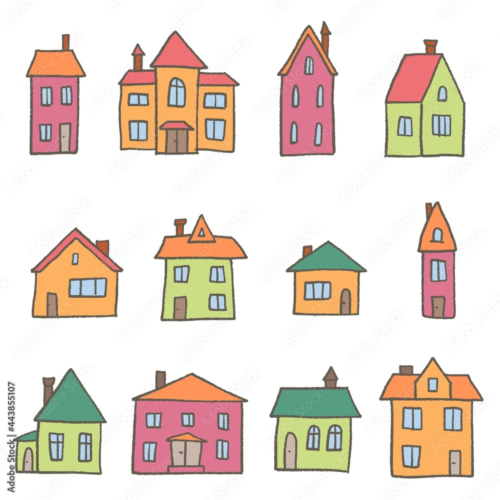 Doodle style home set Doodle style home set
