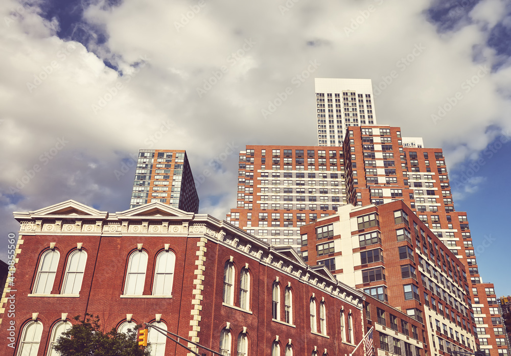 Obraz premium New York diverse architecture, color toning applied, USA.