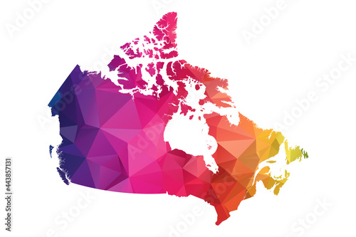 Abstract Polygon Map - Vector illustration Low Poly Color Rainbow Canada map of  isolated. Vector Illustration eps10.