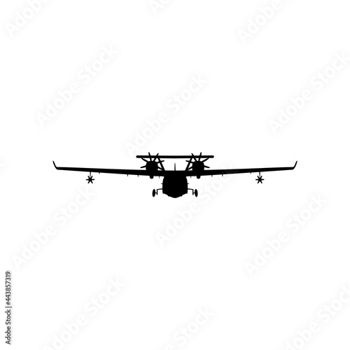 The silhouette of the aircraft is black on a white background.