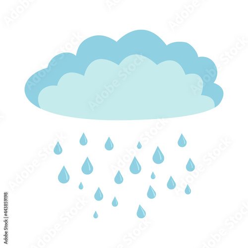 Cloud with drops in a cartoon style. Vector element for children's programs, blogs, books or posters