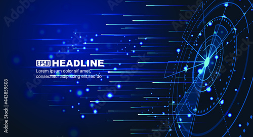 High speed. Hi-tech. Abstract technology background concept.Speed movement pattern and motion blur over dark blue background.