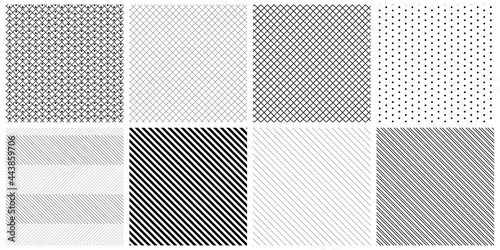 Seamless uniform stripe pattern set. Abstract homogeneous background. Vector neutral line texture set.