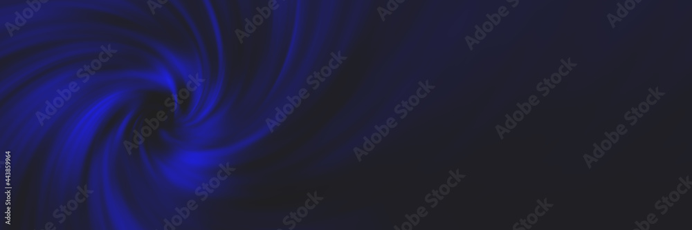 Spiral vortex dark blue soft blurred abstract gradient background. Wide banner Spiral vortex dark blue soft blurred abstract gradient background. Wide banner