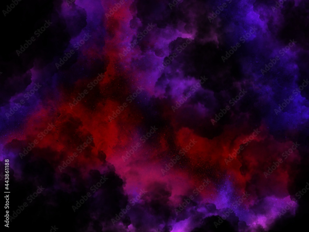 A cluster of gas, red-purple smoke that was floating in the mysterious darkness.  Abstract wallpapers are used as backgrounds.