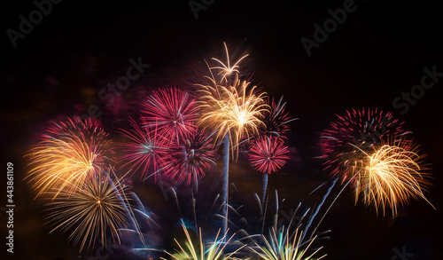 Colorful of fireworks for 4th July national holiday festival independence day concept 