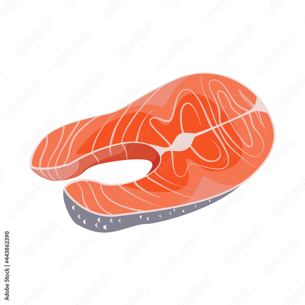 Salmon steak, fish steak on white background, seafood. Salmon steak, fish steak on white background, seafood.