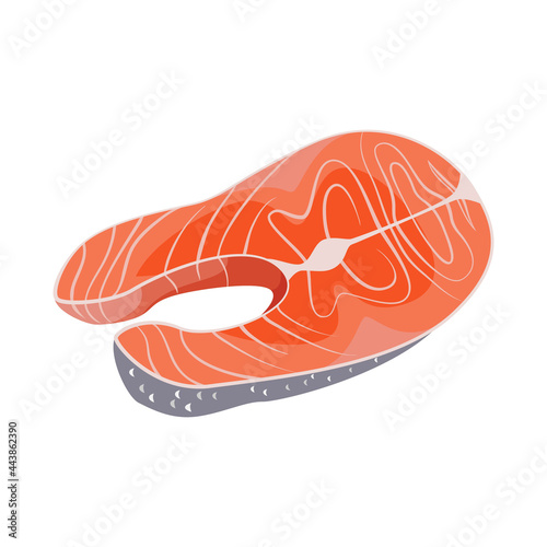 Salmon steak, fish steak on white background, seafood.