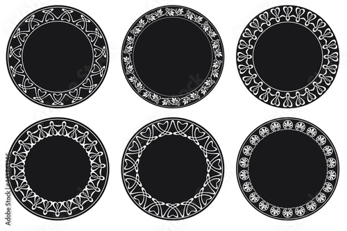 Rounded frame set in the style of Art Nouveau. Vector illustration..