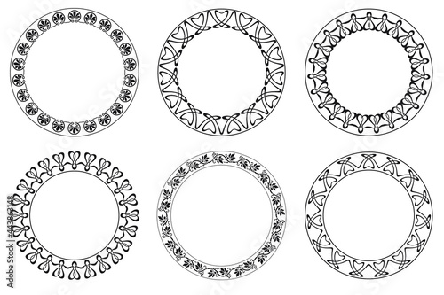 Rounded frame set in the style of Art Nouveau. Vector illustration..