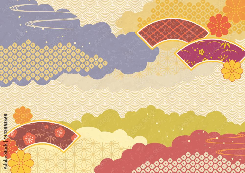 autumn backbround with Japanese traditional patterns