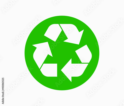 Recycle icon vector green circle. Eco recycling.