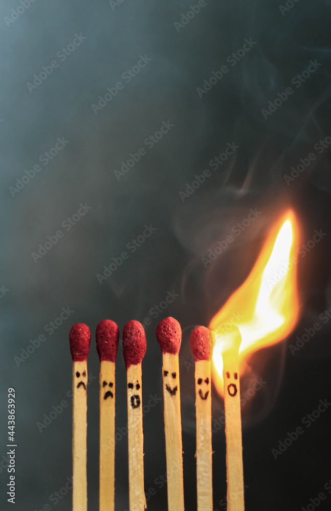 Group of a red match burning isolated with the background. Row burning matchstick in the chain reaction. Matchstick art photography. Group of a red match burning isolated with the background. Row burning matchstick in the chain reaction. Matchstick art photography.