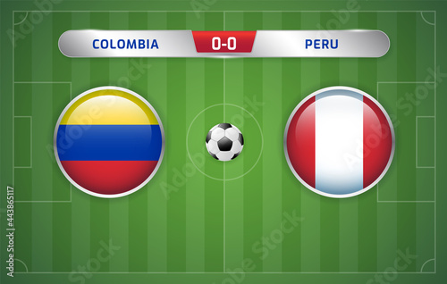 Colombia vs Peru scoreboard broadcast template for sport soccer south america's tournament 2021 and football championship Third place