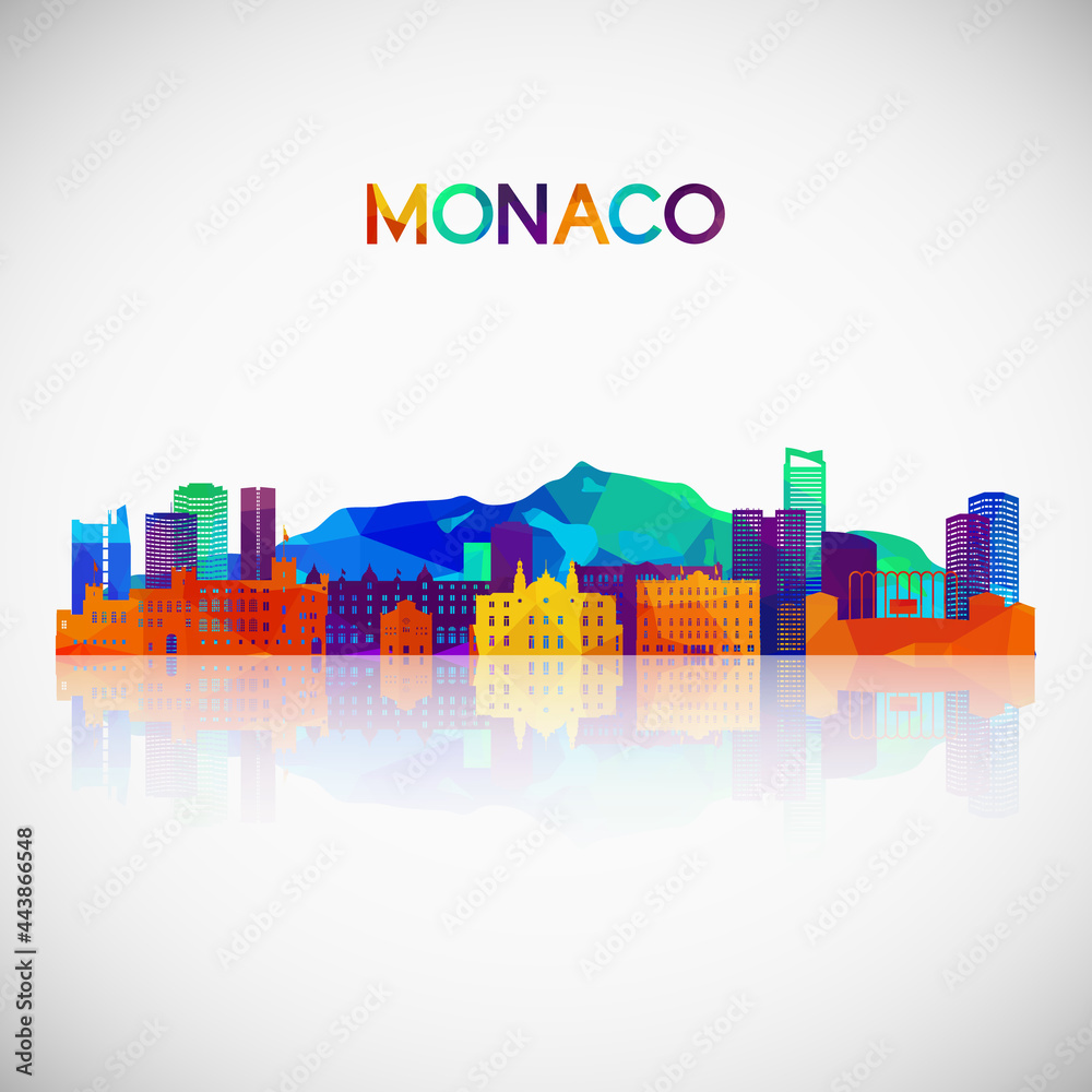 Monaco skyline silhouette in colorful geometric style. Symbol for your design. Vector illustration.