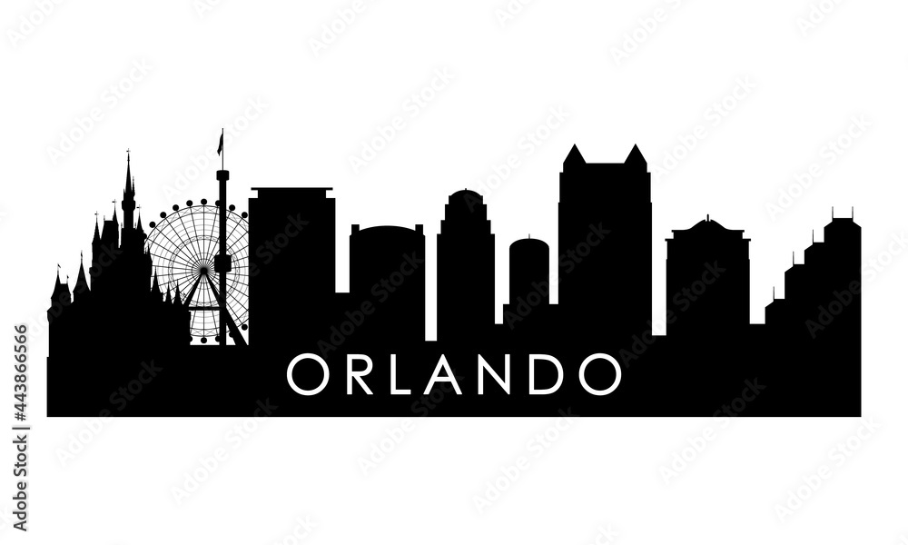 Orlando skyline silhouette. Black Orlando city design isolated on white background.