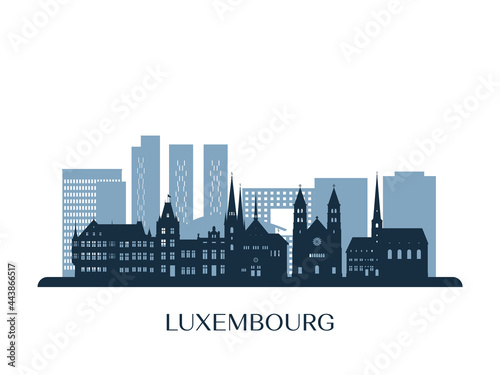 Luxembourg skyline, monochrome silhouette. Vector illustration. photo