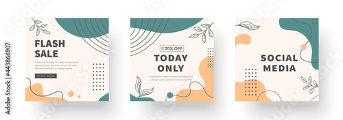 Vector set of abstract creative backgrounds. Minimal trendy design templates for business social media stories