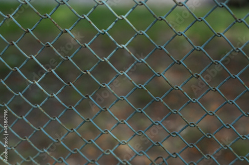 closeup blue seamless fence chain, Iron wire fence