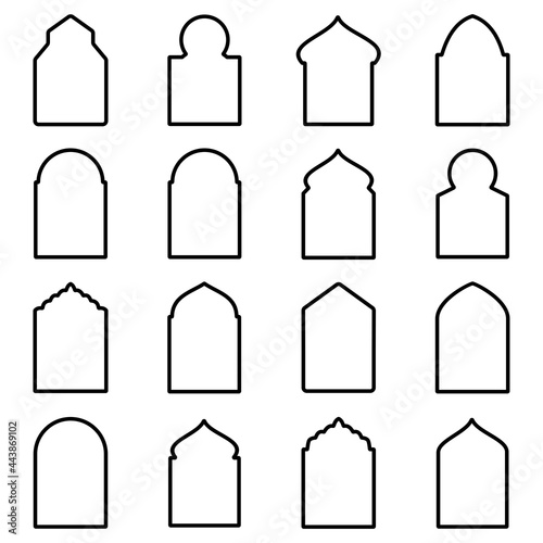 islamic window icon set vector sign symbol