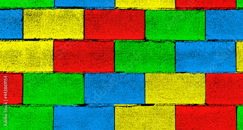Multi colored brick wall pattern