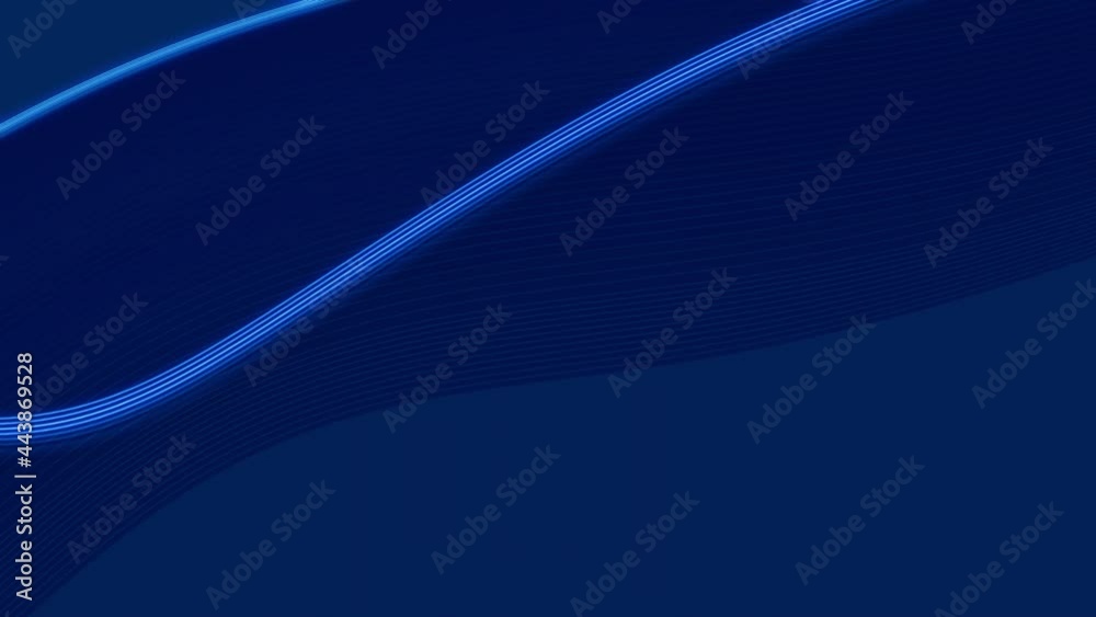 Abstract minimalist elegant white strokes on blue loop background. Futuristic generic graphic concept 3D animation for product showcase and copy space advertisement technology presentation backdrop.