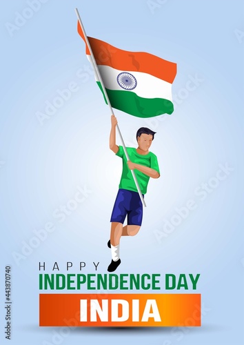 happy independence day India. vector illustration design of Indian man with flag. poster, banner , template design