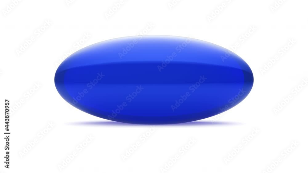 Rotating 3D Rendered Blue Gel Capsule Pill Over White Background Loop Rotating 3D Rendered Blue Gel Capsule Pill Over White Background Loop