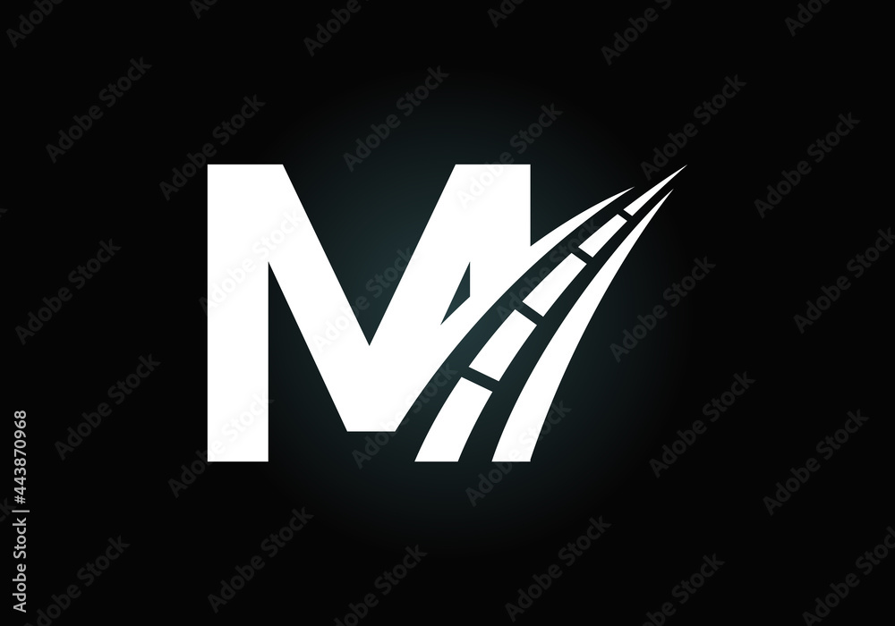Letter M with road logo sing. The creative design concept for highway ...