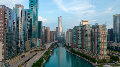Chicago River Drone View 4K