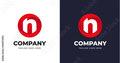Letter N logo design template with circle shape style