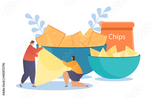 People character eat snack food