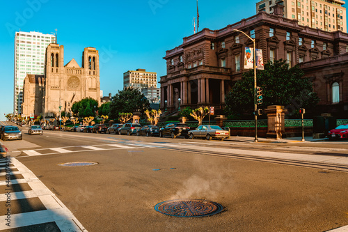 Photography Steam from a manhole on a San Francisco street in the morning