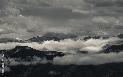 Clouds over the Pyrenees mountains