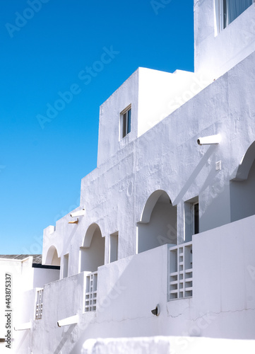 Stylish minimalistic details wallpaper. White building. Geometry aesthetic. Travel. Canary island