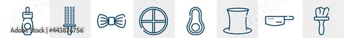 hairdressing line icons such as remover, circular comb, elegante, tray, avocado, tint outline vector sign. symbol, logo illustration. linear style icons set. pixel perfect vector graphics.