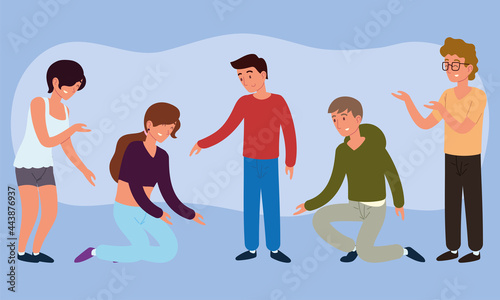 group young people