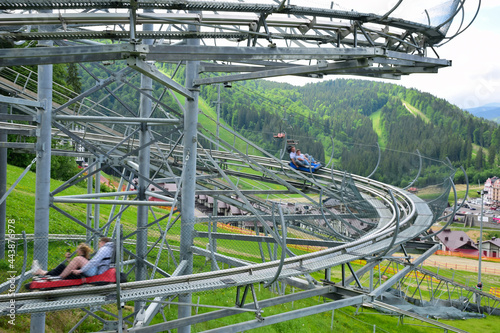 Tableau sur toile There is a roller coaster ride on the summer slope of the mountain