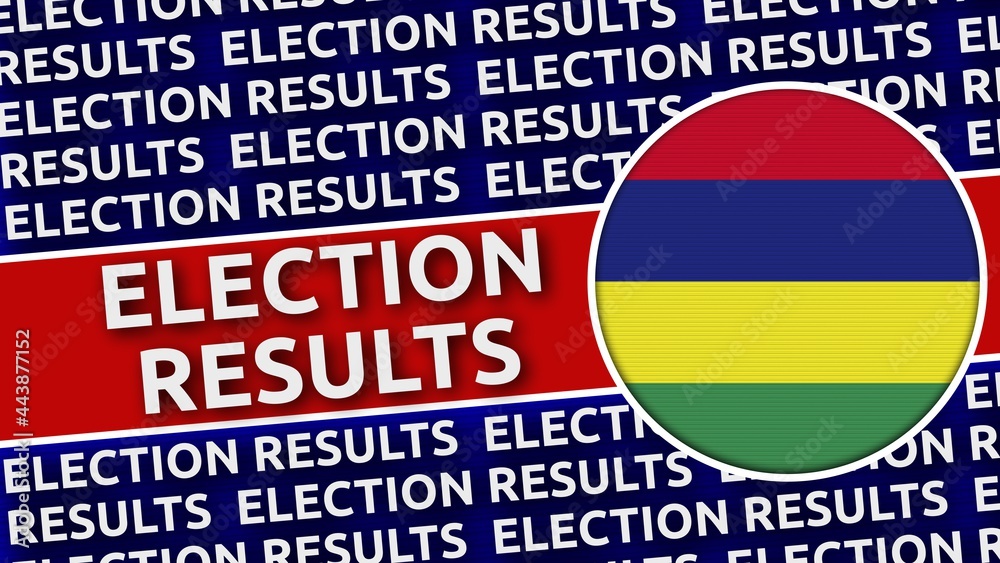 Fototapeta premium Mauritius Circular Flag with Election Results Titles - 3D Illustration 4K Resolution