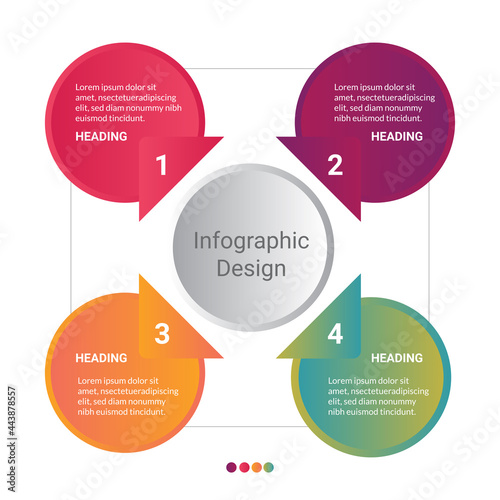 Vector Business Infographic design template Vector with icons and 4 four options or steps. Can be used for process diagram, presentations, workflow layout, banner, flow chart, info graph