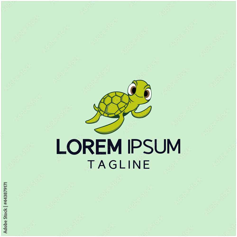illustration cute turtle logo design