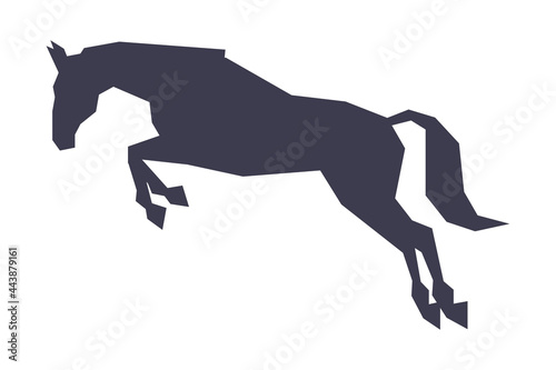 Silhouette of Jumping Racing Horse  Derby  Equestrian Sport Vector Illustration