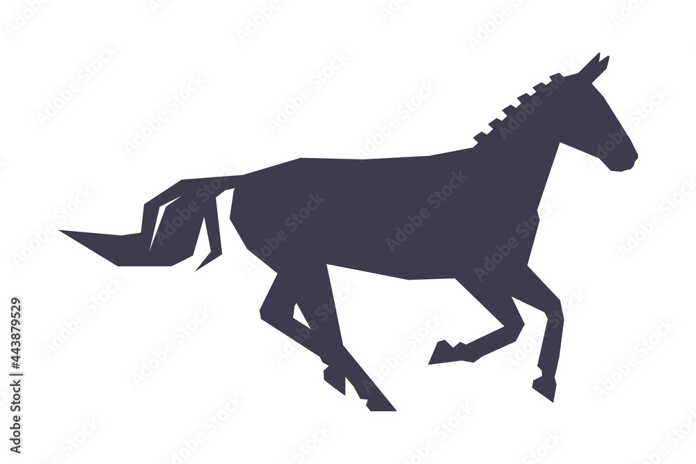 Side View of Racing Horse Silhouette, Equestrian Sport Vector Illustration