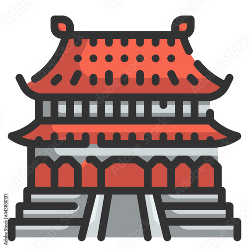 forbidden city line icon