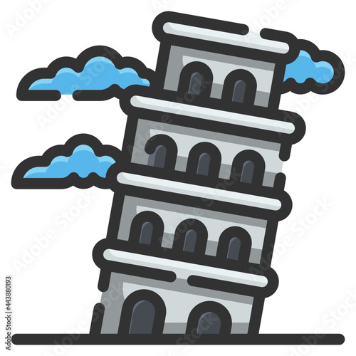 pisa tower line icon