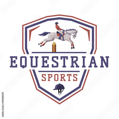 Equestrian Sports Logo Design, Derby, Tournament, Competitions Emblem Vector Illustration